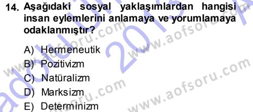 Sosyolojide Araştırma Yöntem ve Teknikleri Dersi Ara Sınavı Deneme Sınav Soruları 14. Soru