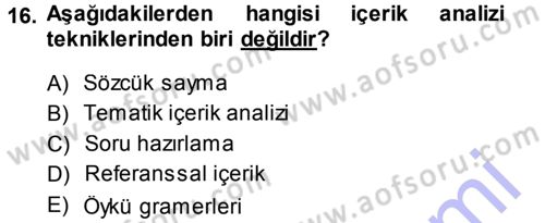 Sosyolojide Araştırma Yöntem ve Teknikleri Dersi Ara Sınavı Deneme Sınav Soruları 16. Soru