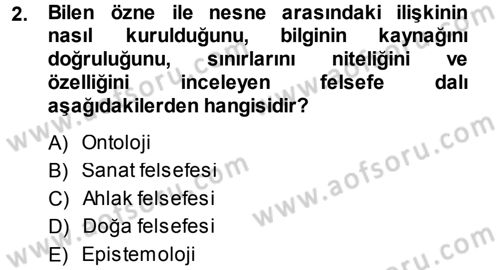 Sosyolojide Araştırma Yöntem ve Teknikleri Dersi Ara Sınavı Deneme Sınav Soruları 2. Soru