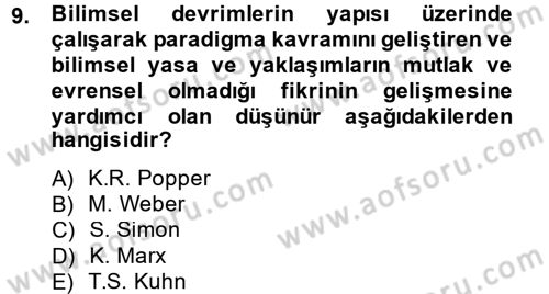 Sosyolojide Araştırma Yöntem ve Teknikleri Dersi Ara Sınavı Deneme Sınav Soruları 9. Soru
