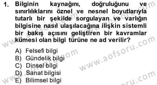 Sosyolojide Araştırma Yöntem ve Teknikleri Dersi 2014 - 2015 Yılı (Final) Dönem Sonu Sınav Soruları 1. Soru