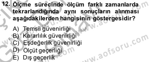 Sosyolojide Araştırma Yöntem ve Teknikleri Dersi 2014 - 2015 Yılı (Final) Dönem Sonu Sınav Soruları 12. Soru