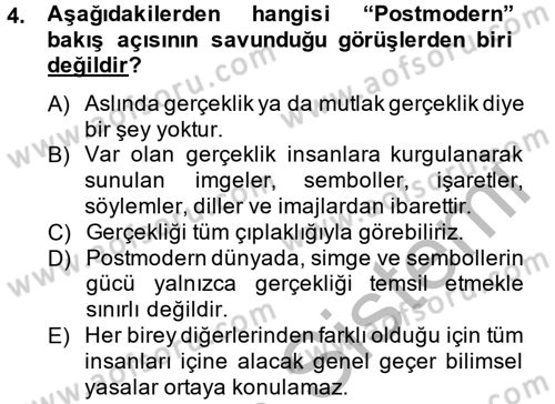 Sosyolojide Araştırma Yöntem ve Teknikleri Dersi 2014 - 2015 Yılı (Final) Dönem Sonu Sınav Soruları 4. Soru