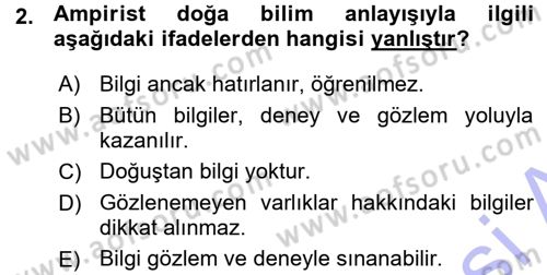 Sosyolojide Araştırma Yöntem ve Teknikleri Dersi Ara Sınavı Deneme Sınav Soruları 2. Soru