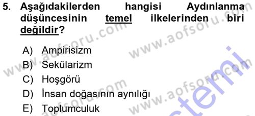Sosyolojide Araştırma Yöntem ve Teknikleri Dersi Ara Sınavı Deneme Sınav Soruları 5. Soru