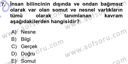 Sosyolojide Araştırma Yöntem ve Teknikleri Dersi Ara Sınavı Deneme Sınav Soruları 7. Soru