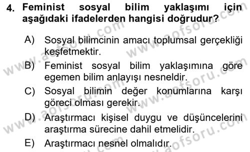 Sosyolojide Araştırma Yöntem ve Teknikleri Dersi 2015 - 2016 Yılı (Final) Dönem Sonu Sınav Soruları 4. Soru