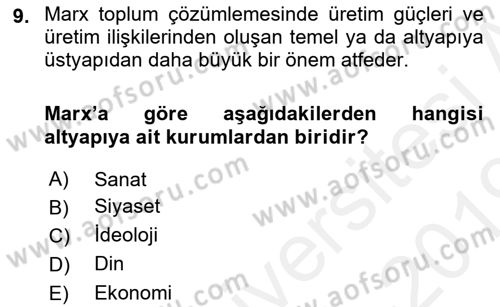 Sosyolojide Araştırma Yöntem ve Teknikleri Dersi 2018 - 2019 Yılı (Vize) Ara Sınav Soruları 9. Soru