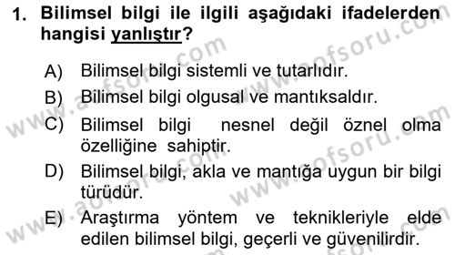 Sosyolojide Araştırma Yöntem ve Teknikleri Dersi 2018 - 2019 Yılı (Final) Dönem Sonu Sınav Soruları 1. Soru