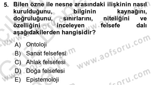 Sosyolojide Araştırma Yöntem ve Teknikleri Dersi Ara Sınavı Deneme Sınav Soruları 5. Soru