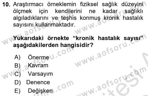 Sosyolojide Araştırma Yöntem ve Teknikleri Dersi 2020 - 2021 Yılı Yaz Okulu Sınav Soruları 10. Soru