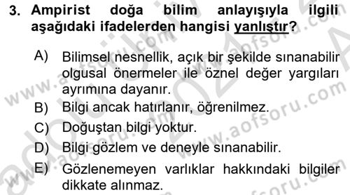 Sosyolojide Araştırma Yöntem ve Teknikleri Dersi 2021 - 2022 Yılı (Vize) Ara Sınav Soruları 3. Soru