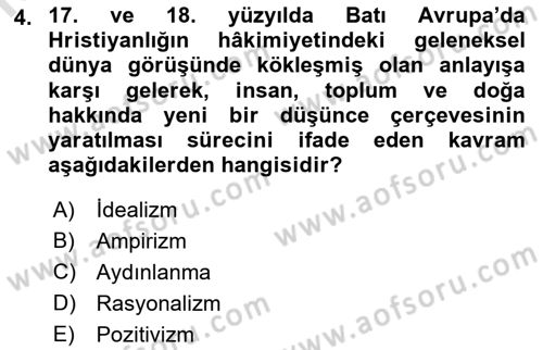 Sosyolojide Araştırma Yöntem ve Teknikleri Dersi 2021 - 2022 Yılı (Final) Dönem Sonu Sınav Soruları 4. Soru