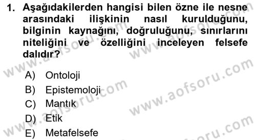 Sosyolojide Araştırma Yöntem ve Teknikleri Dersi Ara Sınavı Deneme Sınav Soruları 1. Soru