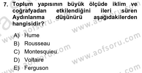 Sosyolojide Araştırma Yöntem ve Teknikleri Dersi 2022 - 2023 Yılı (Vize) Ara Sınavı 7. Soru