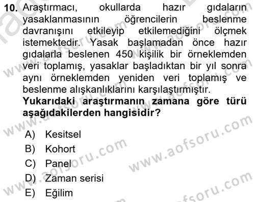 Sosyolojide Araştırma Yöntem ve Teknikleri Dersi 2022 - 2023 Yılı (Final) Dönem Sonu Sınav Soruları 10. Soru