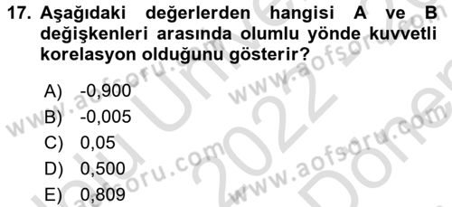 Sosyolojide Araştırma Yöntem ve Teknikleri Dersi 2022 - 2023 Yılı (Final) Dönem Sonu Sınav Soruları 17. Soru