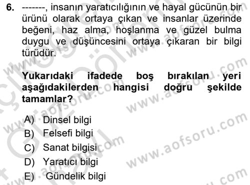 Sosyolojide Araştırma Yöntem ve Teknikleri Dersi Ara Sınavı Deneme Sınav Soruları 6. Soru
