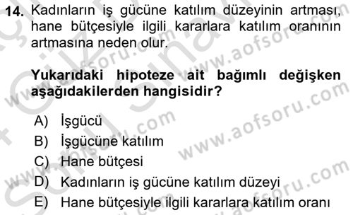 Sosyolojide Araştırma Yöntem ve Teknikleri Dersi 2023 - 2024 Yılı (Final) Dönem Sonu Sınav Soruları 14. Soru