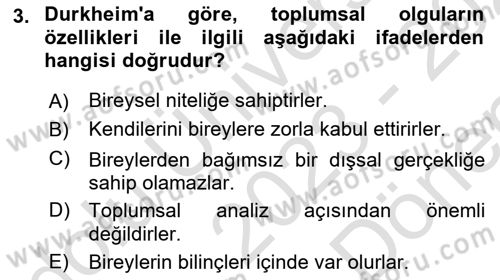 Sosyolojide Araştırma Yöntem ve Teknikleri Dersi 2023 - 2024 Yılı (Final) Dönem Sonu Sınav Soruları 3. Soru