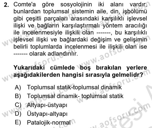Sosyolojide Araştırma Yöntem ve Teknikleri Dersi 2023 - 2024 Yılı Yaz Okulu Sınav Soruları 2. Soru