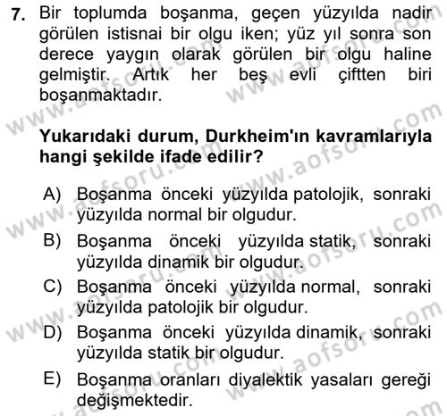 Sosyolojide Araştırma Yöntem ve Teknikleri Dersi 2023 - 2024 Yılı Yaz Okulu Sınav Soruları 7. Soru
