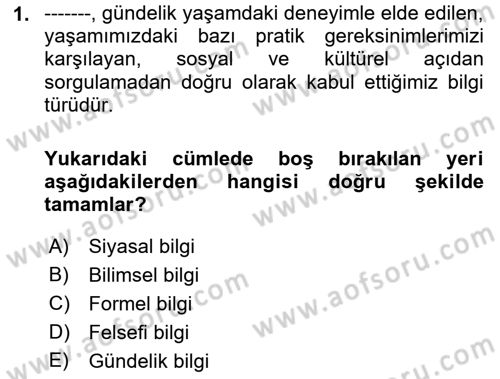Sosyolojide Araştırma Yöntem ve Teknikleri Dersi Ara Sınavı Deneme Sınav Soruları 1. Soru