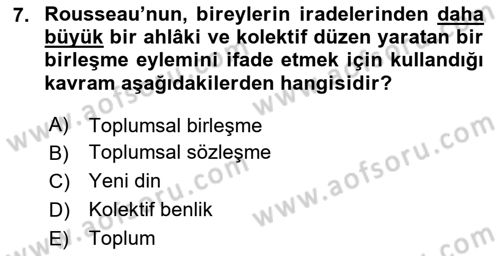 Sosyolojide Araştırma Yöntem ve Teknikleri Dersi Ara Sınavı Deneme Sınav Soruları 7. Soru