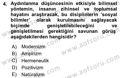 Sosyolojide Araştırma Yöntem ve Teknikleri Dersi 2024 - 2025 Yılı (Final) Dönem Sonu Sınav Soruları 4. Soru