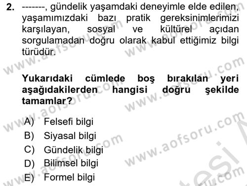 Sosyolojide Araştırma Yöntem ve Teknikleri Dersi 2024 - 2025 Yılı Yaz Okulu Sınav Soruları 2. Soru