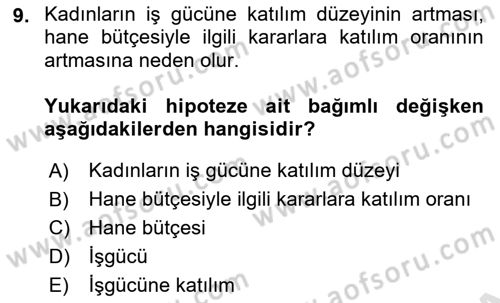 Sosyolojide Araştırma Yöntem ve Teknikleri Dersi 2024 - 2025 Yılı Yaz Okulu Sınav Soruları 9. Soru