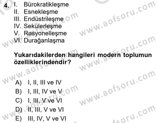 Sosyolojide Araştırma Yöntem ve Teknikleri Dersi 2025 - 2026 Yılı (Vize) Ara Sınav Soruları 4. Soru