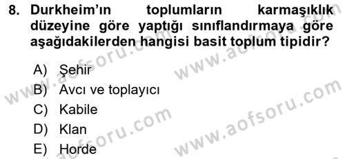 Sosyolojide Araştırma Yöntem ve Teknikleri Dersi 2025 - 2026 Yılı (Vize) Ara Sınav Soruları 8. Soru