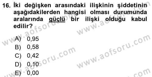 Sosyolojide Araştırma Yöntem ve Teknikleri Dersi 2025 - 2026 Yılı (Final) Dönem Sonu Sınav Soruları 16. Soru