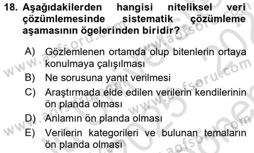 Sosyolojide Araştırma Yöntem ve Teknikleri Dersi 2025 - 2026 Yılı (Final) Dönem Sonu Sınav Soruları 18. Soru