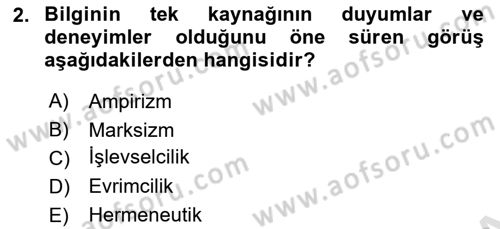 Sosyolojide Araştırma Yöntem ve Teknikleri Dersi 2025 - 2026 Yılı (Final) Dönem Sonu Sınav Soruları 2. Soru