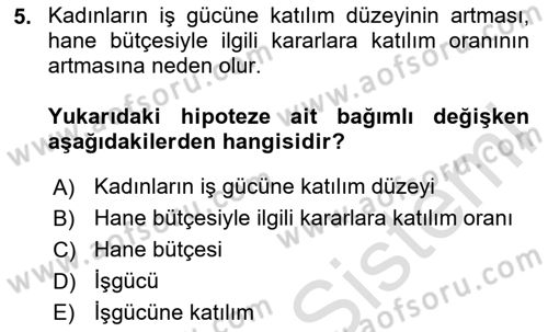Sosyolojide Araştırma Yöntem ve Teknikleri Dersi 2025 - 2026 Yılı (Final) Dönem Sonu Sınav Soruları 5. Soru
