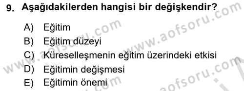 Sosyolojide Araştırma Yöntem ve Teknikleri Dersi 2025 - 2026 Yılı (Final) Dönem Sonu Sınav Soruları 9. Soru