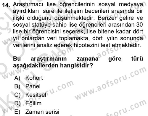 Sosyolojide Araştırma Yöntem ve Teknikleri Dersi 2025 - 2026 Yılı Yaz Okulu Sınav Soruları 14. Soru