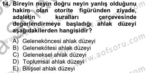 Birey ve Davranış Dersi 2012 - 2013 Yılı (Vize) Ara Sınav Soruları 14. Soru