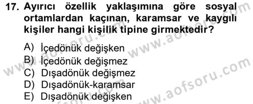 Birey ve Davranış Dersi 2012 - 2013 Yılı (Vize) Ara Sınav Soruları 17. Soru