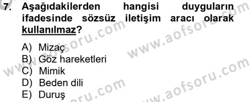 Birey ve Davranış Dersi 2012 - 2013 Yılı (Vize) Ara Sınav Soruları 7. Soru