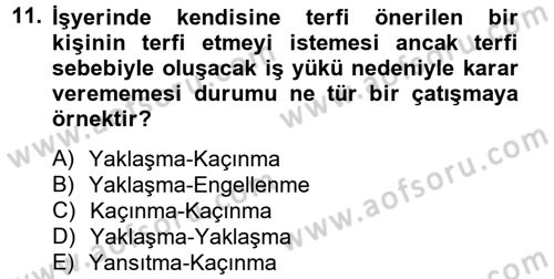 Birey ve Davranış Dersi 2012 - 2013 Yılı (Final) Dönem Sonu Sınav Soruları 11. Soru