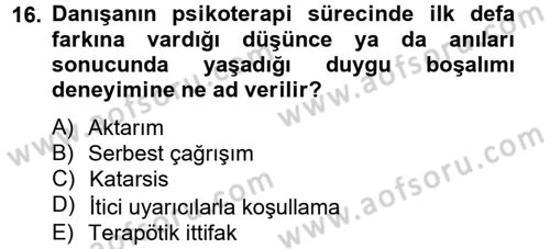 Birey ve Davranış Dersi 2012 - 2013 Yılı (Final) Dönem Sonu Sınav Soruları 16. Soru