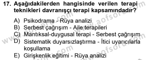 Birey ve Davranış Dersi 2012 - 2013 Yılı (Final) Dönem Sonu Sınav Soruları 17. Soru