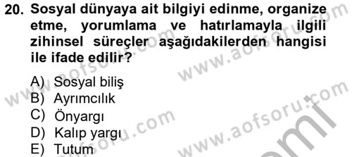 Birey ve Davranış Dersi 2012 - 2013 Yılı (Final) Dönem Sonu Sınav Soruları 20. Soru