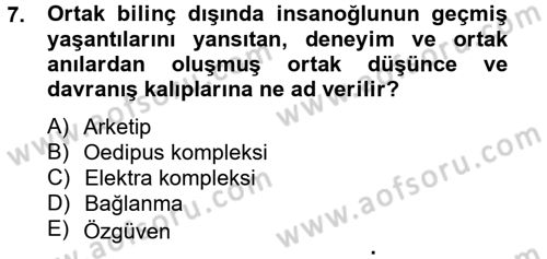 Birey ve Davranış Dersi 2012 - 2013 Yılı (Final) Dönem Sonu Sınav Soruları 7. Soru