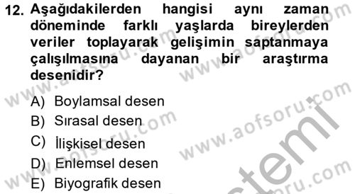 Birey ve Davranış Dersi 2013 - 2014 Yılı (Vize) Ara Sınav Soruları 12. Soru