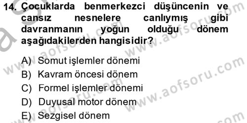 Birey ve Davranış Dersi 2013 - 2014 Yılı (Vize) Ara Sınav Soruları 14. Soru