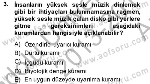 Birey ve Davranış Dersi 2013 - 2014 Yılı (Vize) Ara Sınav Soruları 3. Soru
